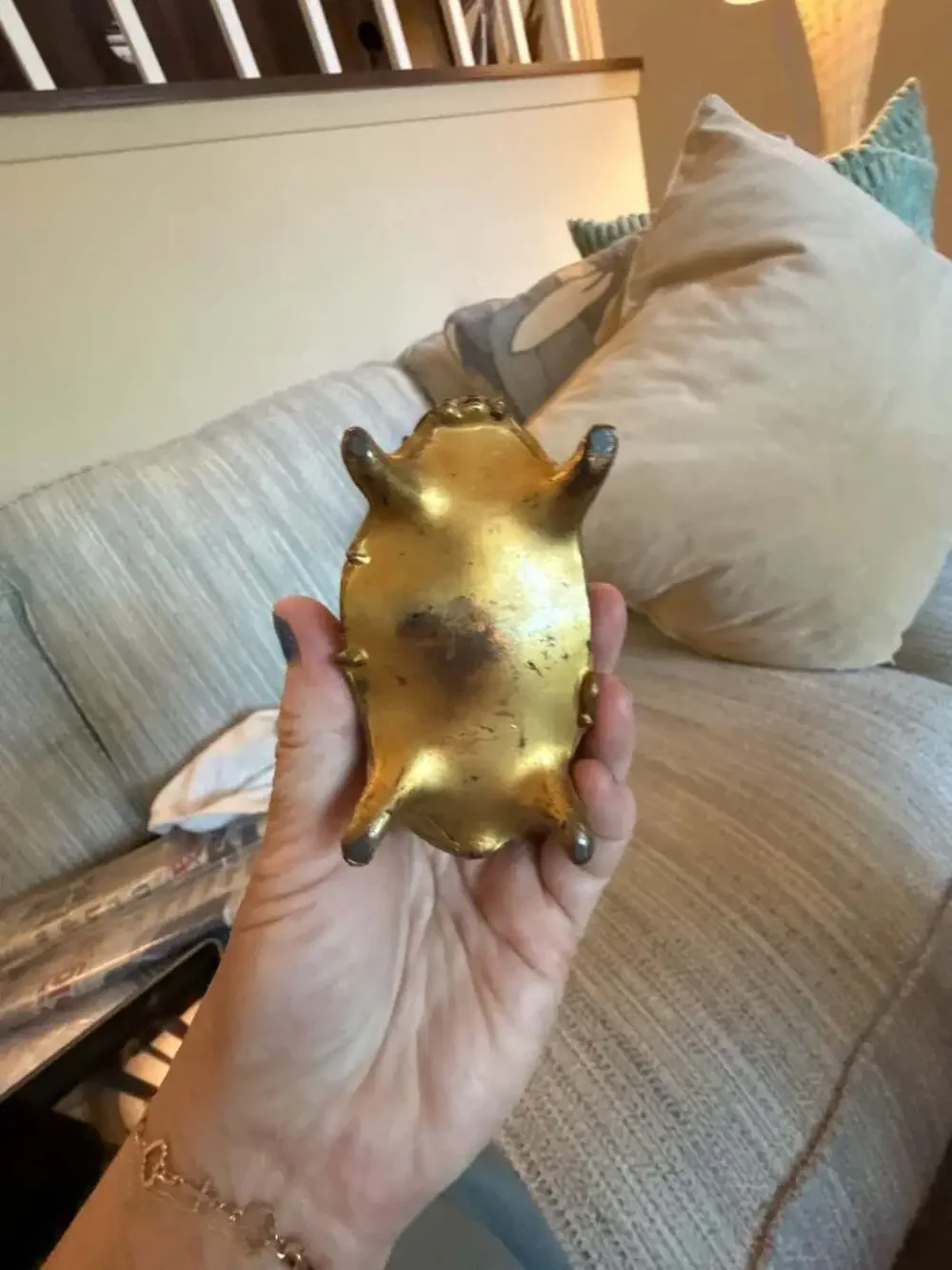 Vintage Ornate Brass Footed Pincushion